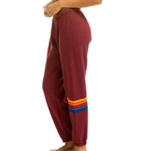 Aviator Nation Maroon Sweatpants with Rainbow Stripe Medium. Great condition!